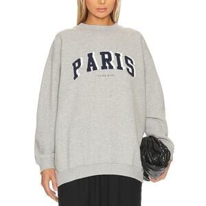 Anine Bing 'Tyler' Grey Cotton Paris Sweatshirt Size L